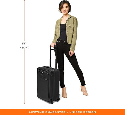 Briggs & Riley Essential 22" 2-Wheel Expandable Carry On - Luggage for Travel, Suitcases with Wheels, Softside Rolling Bag for Men & Women, Self-Repairing Zipper - Baseline Collection, Black