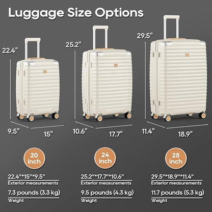 Joyway Carry On Luggage, 20 IN Suitcase Hardside Checked with TSA Lock (Cream, 20'')