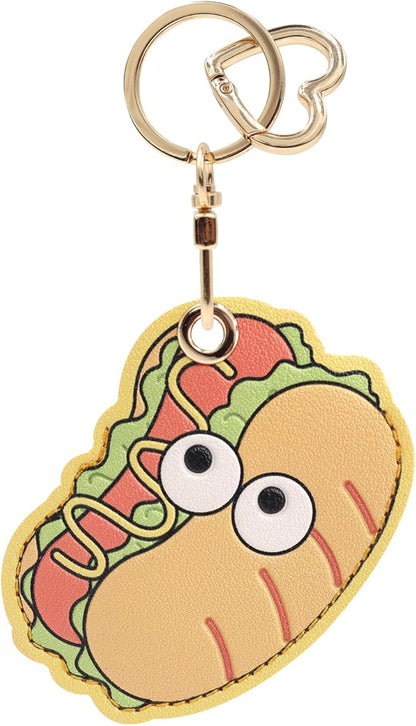 MC Fashion PU Leather Keychain Holder Case Compatible with AirTag, Cute Food-themed GPS Tracker Case Charm Key Ring