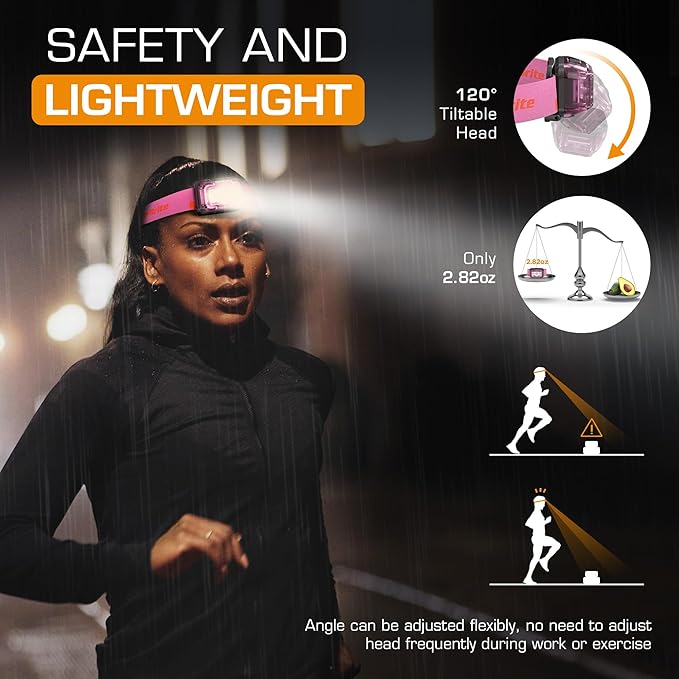 EverBrite Rechargeable Headlamp, 2 Pack Kids Headlamp with White/Red/Green Light and Memory Function, Head Lamp for Adult and Kid with 5 Modes, 120° Adjustable LED Headlamp for Camping, Running-Pink
