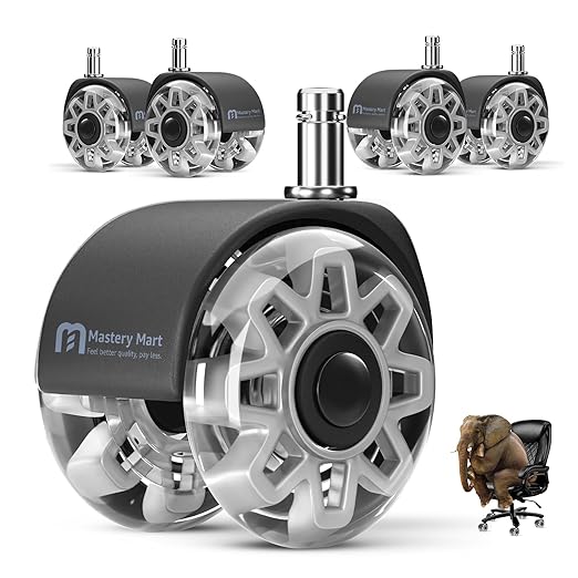 Office Chair Wheels Replacement, 2.5 Inch Heavy Duty Caster Set, for Carpet and Hardwood Floors, Universal Size 11x22mm, Fits 99%, Grey