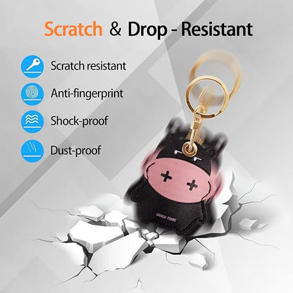 Leather Keychain Case Holder Compatible with Apple AirTag, GPS Airtag Keychain Finder Tracker with Key Ring, Anti-Scratch Protective Air Tag Cover