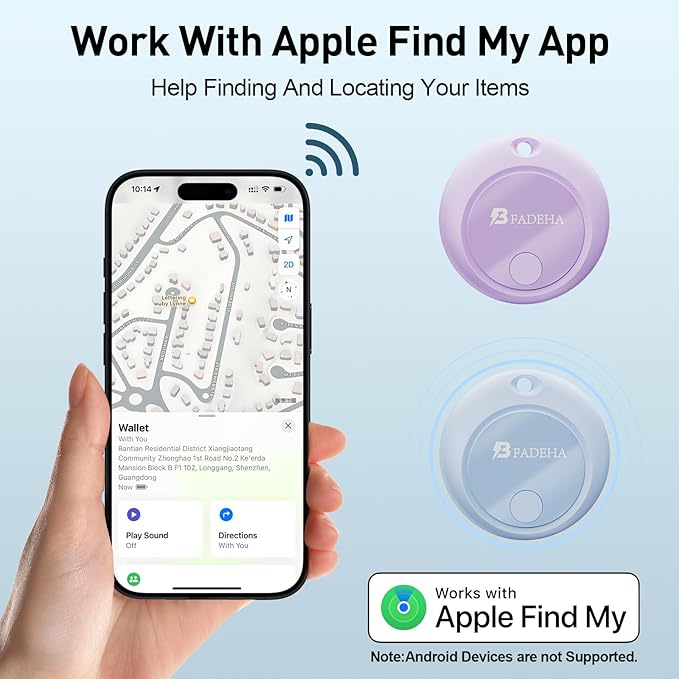 2025 [Apple MFi Certified] (iOS Only) Bluetooth Tracker Smart Finder for Apple Find My iPhone GPS Tracker, 5-10 Years Battery, Keys Finder and Item Locator for Keys, Bags, Wallet, Passport