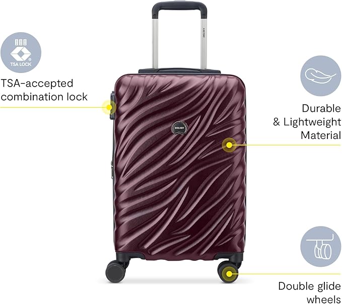 DELSEY PARIS Alexis Hardside 3-Piece Set, Expandable Luggage with 4 Spinner Wheels, Lightweight Suitcase, 21" Carry-On, 25" Checked Medium, 29" Checked Large, Burgundy