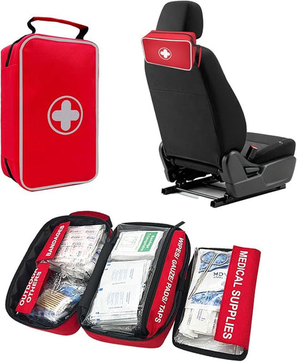 350 Piece First Aid Kit for Car, Home, Travel, Camping, Truck, Hiking, Sports, Office, Vehicle & Premium Waterproof Compact Trauma Medical Kits (Red)
