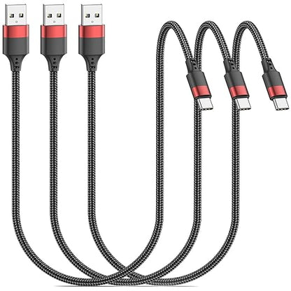 1.5 FT USB C Cable, Short USB to USB C Cord [18 inch, 3 Pack] Braided USB Type C Charging Cable Compatible with iPhone 16 15 Pro Max, Galaxy S24 Ultra A15, Moto LG, Google Pixel and Car