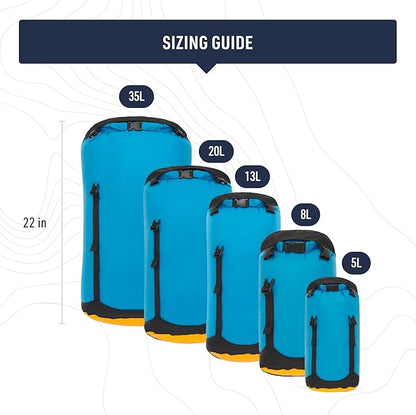 Sea to Summit eVac Compression Dry Bag, Waterproof Compression Sack, 20 Liter, Turkish Tile Blue