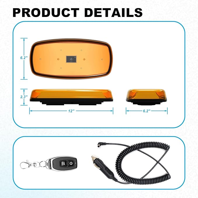 Agrieyes APP Control Mini Strobe Light Bar Rechargeable, Magnetic LED Beacon Light Wireless