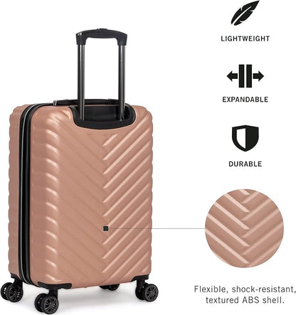 Kenneth Cole REACTION Madison Square Lightweight Hardside Chevron Expandable Spinner Luggage, Rose Gold, 28-Inch Checked