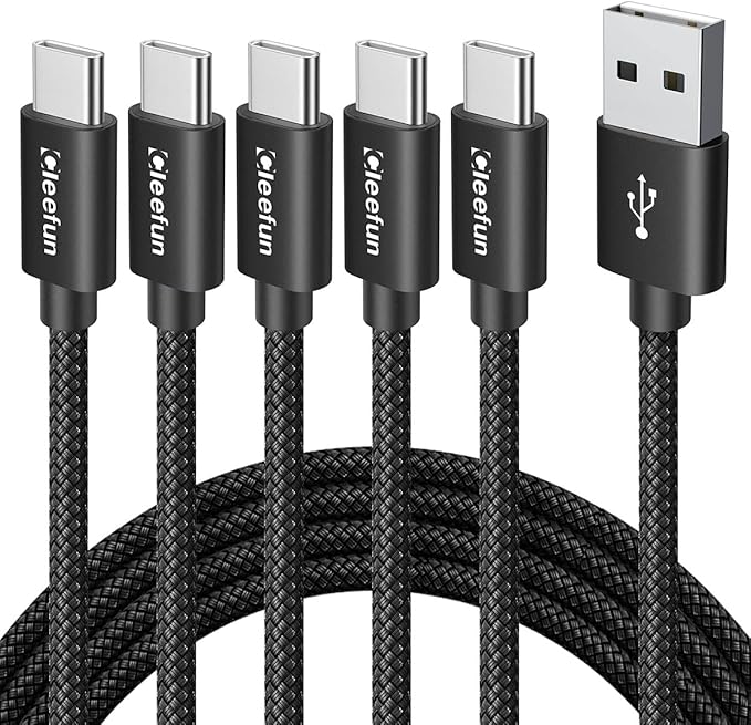 CLEEFUN USB C Cable 3ft, 5-Pack USB A to Type C Charger Cord Fast Charging for iPhone 17 16 15 Pro Max Air Plus, for Samsung Galaxy S25 S24 S23 S22 S21 S20 S10 A17 A16 A15 A56 A55 A26 A35 A36 A71