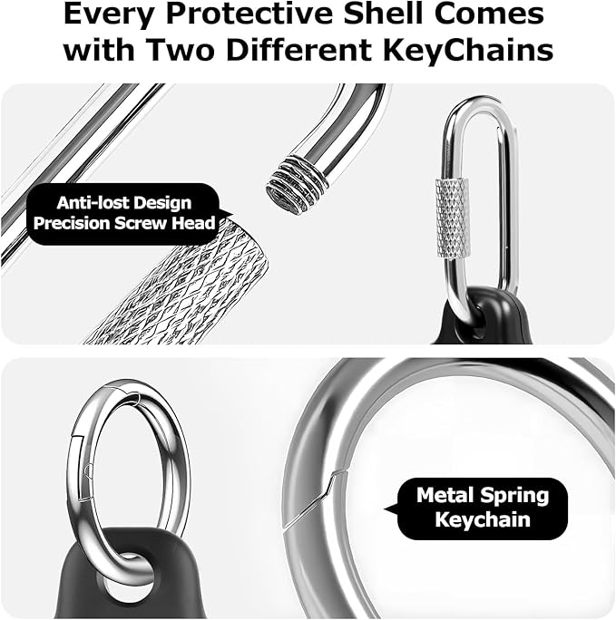 [4 Pack] for Apple for AirTag Holder, PC Shell Case with Secure Carabiner Clip, Shock-Resistant for Air Tagholder Keychain for Keys, Bags, Luggage, Pets, Backpacks, Black/Blue/Orange/Red