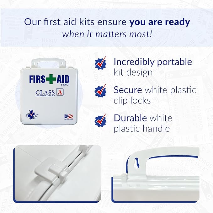 Certified Safety Mfg Class A 21 Plus - 146pc USA-Made ANSI & OSHA Compliant First Aid Kit - Emergency Medical Supplies for Minor Injuries - First Aid Kits for Businesses, Homes, & More