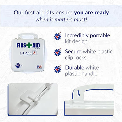 Certified Safety Mfg Class A 21 Plus - 146pc USA-Made ANSI & OSHA Compliant First Aid Kit - Emergency Medical Supplies for Minor Injuries - First Aid Kits for Businesses, Homes, & More