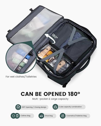 LOVEVOOK Carry on Backpack, 45L Large Travel Backpack for Women Men Airline Approved, Expandable Large Suitcase Backpacks With 4 Packing Cubes, Aer Travel Pack 3, Water Resistant Weekender Bag