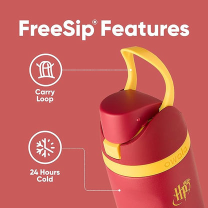 Owala Harry Potter FreeSip Insulated Stainless Steel Water Bottle with Straw, BPA-Free Sports Water Bottle, Great for Travel, 24 Oz, Gryffindor