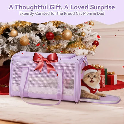 Petsfit 18 X 11 X 11 Airline Approved & Cat Car Carrier with Patent Safety Buckles, Escape-Proof Zippers & Mesh Side, Keeps Pets Secure in Cars, Comfy on Trips & Easy to Carry — Gift for Pet Lovers
