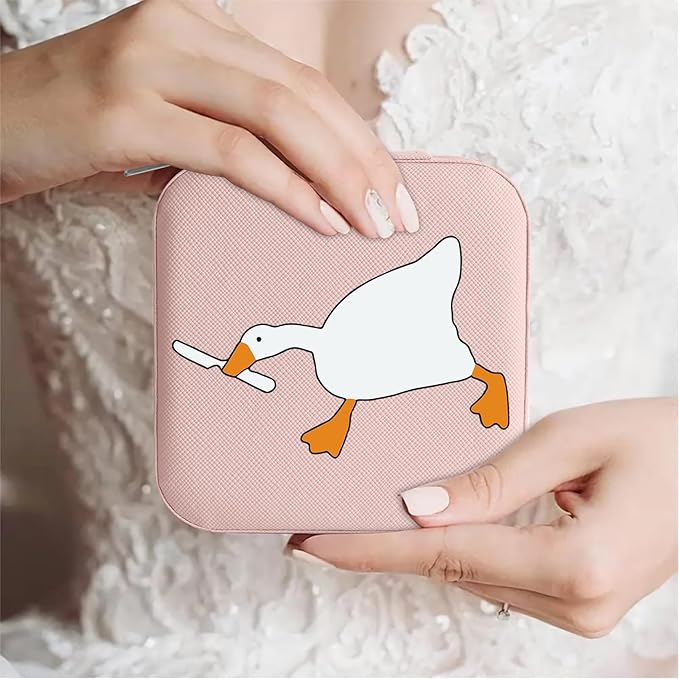 MAYCARI Jewelry Box with Cute Duck Pattern Design, PU Leather Jewelry Travel Organizer Case-Rings/Earrings/Necklace Storage Box for Women Birthday Mom Friends Her Bridesmaids Girls s