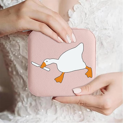 MAYCARI Jewelry Box with Cute Duck Pattern Design, PU Leather Jewelry Travel Organizer Case-Rings/Earrings/Necklace Storage Box for Women Birthday Mom Friends Her Bridesmaids Girls s