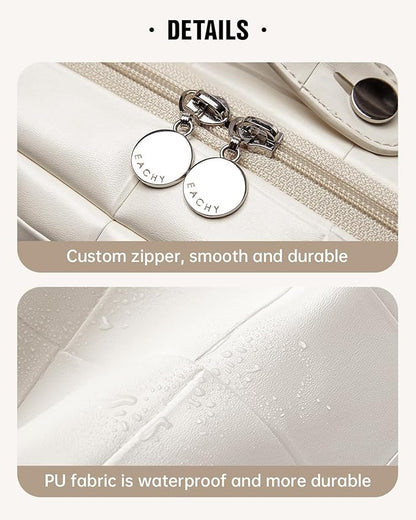 EACHY Travel Makeup Bag,Large Capacity Cosmetic Bags for Women,Waterproof Portable Pouch Open Flat Toiletry Bag Pattern Makeup Bag