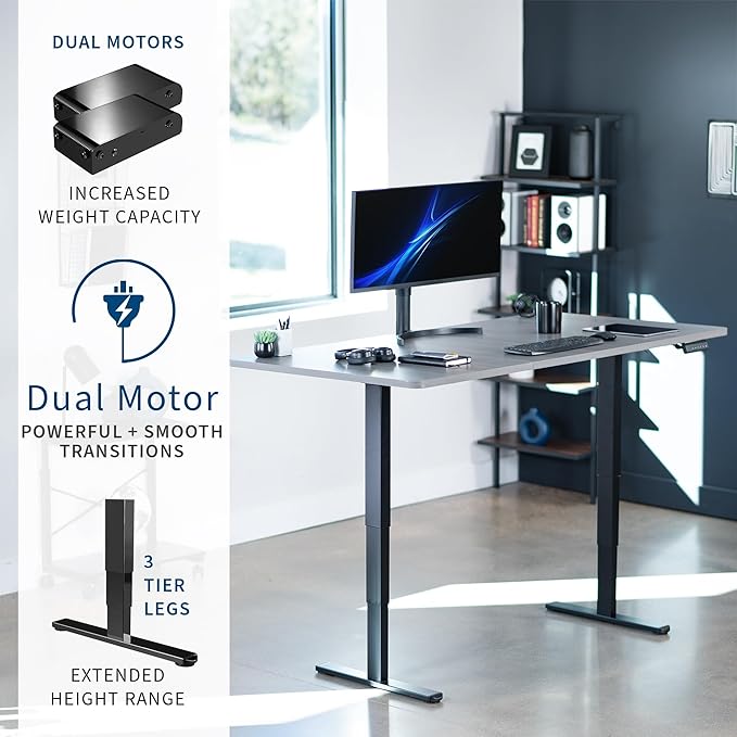 VIVO Electric 71 x 36 in Dual Motor Sit Stand Desk, Memory Height Adjustment, 2B Series, Dark Gray Top Black Frame, DESK-KIT-2B7G-36