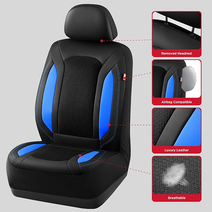 Rubbermaid Leather Mesh Car Seat Covers, Breathable Air Mesh Front Seat Cover, Universal Fit Slip-on Design, Airbag Compatible, Automotive Seat Protector for Most Cars, SUVs, Trucks, Vans-Blue