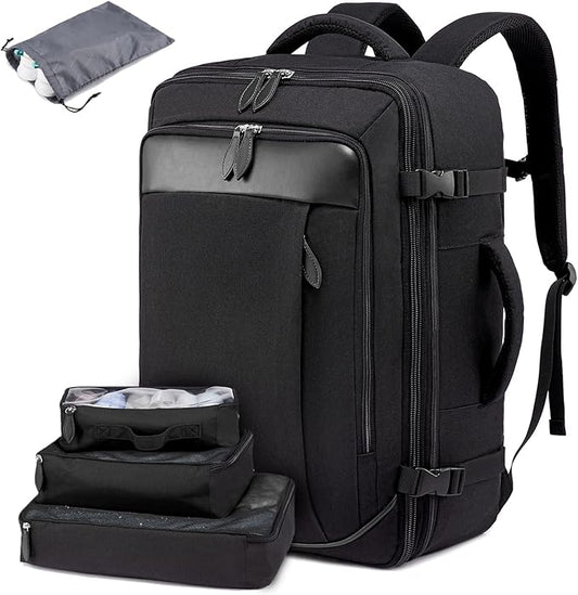 LOVEVOOK Carry on Backpack, 45L Travel Backpack for Women Men Airline Approved, Expandable Large Suitcase Backpacks With 4 Packing Cubes, Aer Travel Pack 3, Water Resistant Weekender Bag
