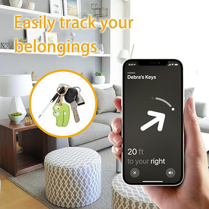 Leather Keychain Case Holder Compatible with Apple AirTag, GPS Airtag Keychain Finder Tracker with Key Ring, Anti-Scratch Protective Air Tag Cover