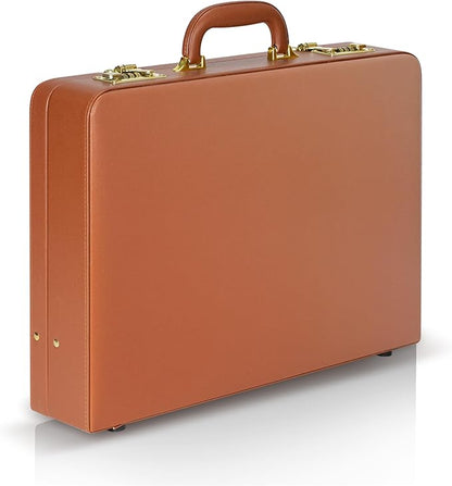 Briefcases for Men, Professional Leather Briefcase with Lock, Hard Shell Business Brief Case, Durable Executive Attache Case for Laptop Documents, Mens Hard Briefcase for Work Office Travel