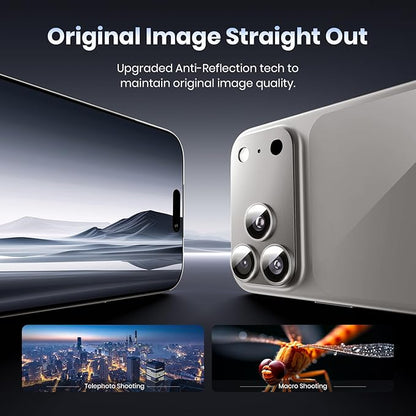 Hoerrye for iPhone 17 Pro Camera Lens Protector - [12FT Shatterproof Military Grade] [Strong Adsorption] Metal Top 9H+ Tempered Glass Camera Screen Full Protective Cover Case Friendly,Gray