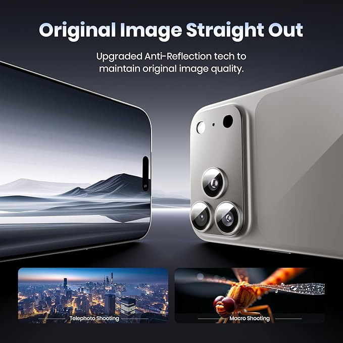 Hoerrye for iPhone 17 Pro Max Camera Lens Protector - [12FT Shatterproof Military Grade] [Strong Adsorption] Metal 9H+ Tempered Glass Camera Screen Full Protective Cover Case Friendly,Gray