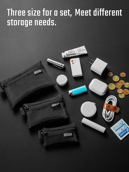 TACTICAL_GEEK Storage A5 EDC Storage Pouch Set, Molle EDC Gadget Pouch, Multi-Functional Utility Small Tool Pocket, Small Organizer for Daily Carry (Transparent Black)