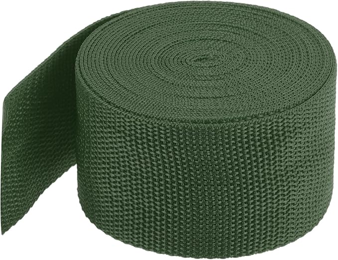 MECCANIXITY Lightweight Polypropylene Webbing Strap 2" 5 Yard Backpack Strapping Band Army Green for Outdoor Luggage Cargo Straps