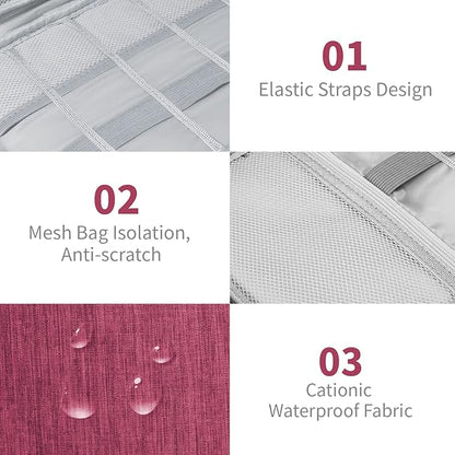 Electronics Travel Organizer,Portable Waterproof Electronic Travel Storage Bag for Small Charging Cord Storage,Charger,Small Electronics,SD Card etc,for Travel,Business -Wine Red