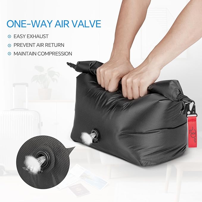 Travel Vacuum Compression Storage Bags, 2 Pcs 25L Dry Bags for Suitcase Luggage Packing Seal, Carry on for Space Save