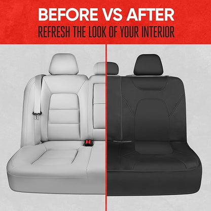 Motor Trend AquaShield Waterproof Black Rear Split Bench Seat Covers for Trucks Rear Seat Cover Only - Black Car Seat Covers, Back Seat Covers Only - Durable Neoprene Spill Resistant for Kids & Dogs