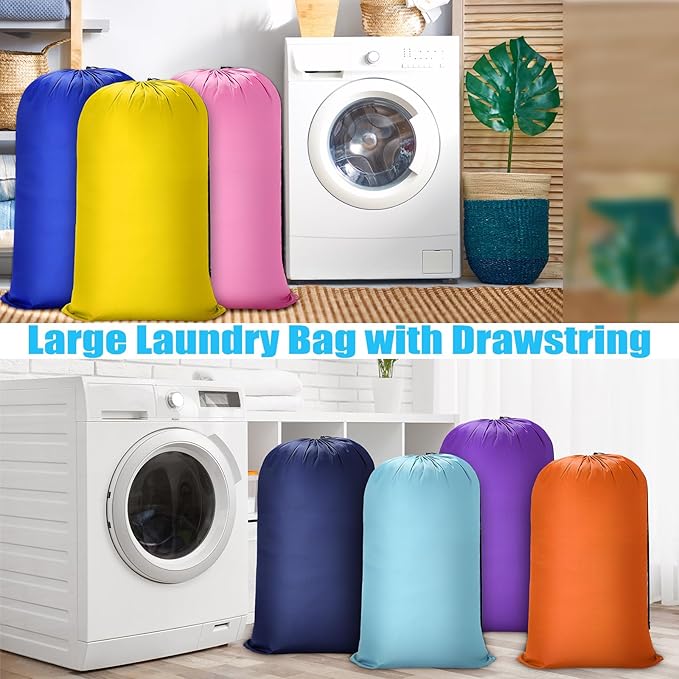 Sanwuta 40 Pcs 38" x 24" Large Laundry Bags with Drawstring Travel Laundry Bag Bulk Lock Closure Reusable Washable Heavy Duty for Dirty Clothes College Dorm Apartment(Mulitcolor)