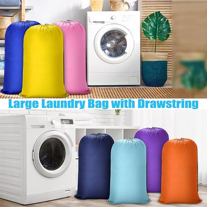 Sanwuta 40 Pcs 38" x 24" Large Laundry Bags with Drawstring Travel Laundry Bag Bulk Lock Closure Reusable Washable Heavy Duty for Dirty Clothes College Dorm Apartment(Mulitcolor)