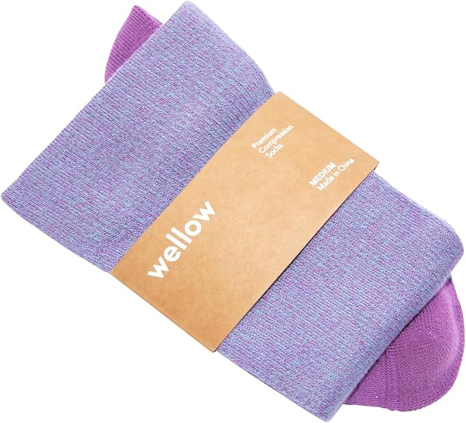 Wellow Wide Calf Compression Socks, Knee High Support, Fit for Men & Women, 18-25 mmHg, Made with Viscose from Bamboo