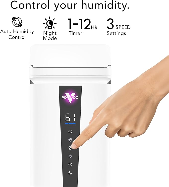 Vornado MISTIC 8 Whole Room Ultrasonic Humidifier, Top-Fill, Aromatherapy, 2-Gallon Tank, 3-Gallon Output, Warm or Cool Mist Humidifier, Automatic Humidity Control, Included Scent Pads