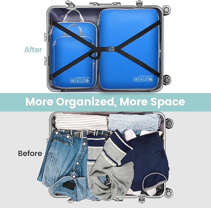 Cambond Compression Packing Cubes for Travel Women - Expandable Travel Bags Luggage Organizers Travel Essentials Compression Cubes for Travel Carry on Suitcases Organizer