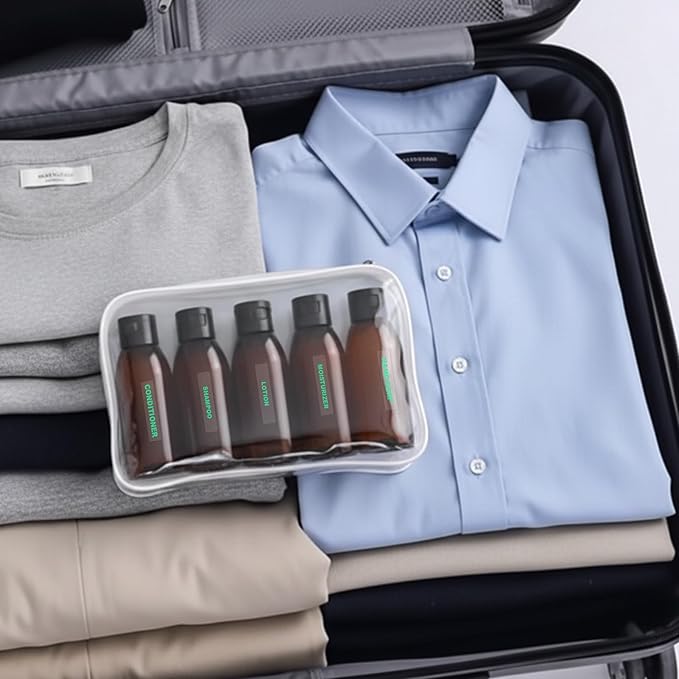 Cosywell Travel Bottles for Toiletries 5pcs 3.4oz TSA Approved Travel Shampoo Bottles Leak Proof Small Plastic Squeeze Bottle Empty Lotion Containers with Flip Cap(Brown)