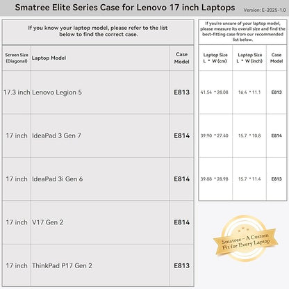 Smatree 17 inch Laptop Sleeve for Lenovo IdeaPad 3 Gen 7, for IdeaPad 3i Gen 6 Laptop Bag with Accessory Pocket, YKK Zipper, Patented Shockproof Design (E814)