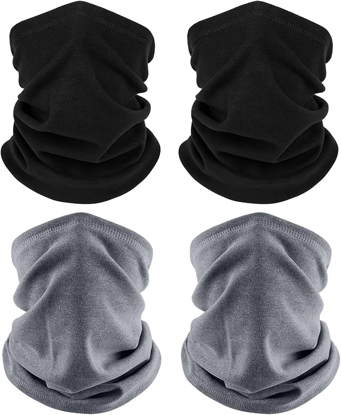 4 Pack Winter Neck Warmer, Neck Gaiter Ski for Men & Women, Soft Fleece Face Cover Mask Scarf for Cold Weather