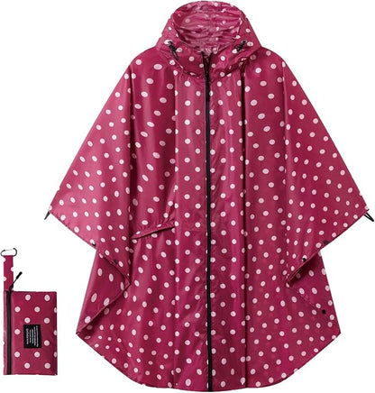 Hooded Rain Ponchos for Adult - Rain Coat and Rain Jacket with Waterproof Pocket and Zipper