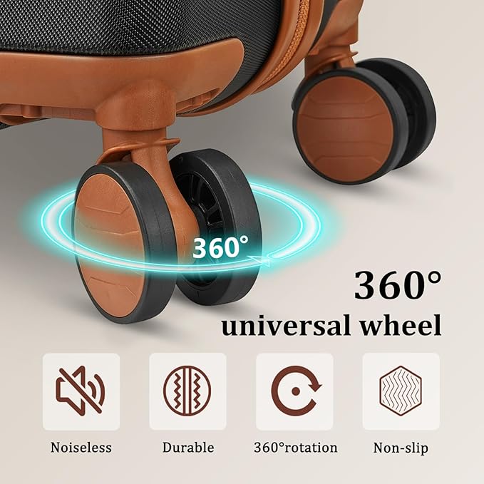 imiomo Luggage Sets 2 Piece Check and Large,Hardside Suitcase with Spinner Wheels, Lightweight Rolling Travel Luggage with TSA Lock (Black, 4PCS)