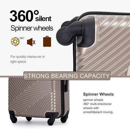 Travelhouse Luggage Sets, Expandable Hardside Suitcases 24in/28in, Carry on 20in,3 Piece Set Travel Luggages Clearance with Double Spinner Wheels TSA Lock Lightweight (GOLD)