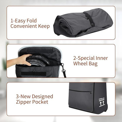Stroller Bag for Airplane, Stroller Travel Bag Compatible with UPPAbaby Vista, Vista V2, Cruz V2, Rolling Wheel Bag with Storage Pocket, Multiple Handles, Luggage Tag for Flight Travel, Grey