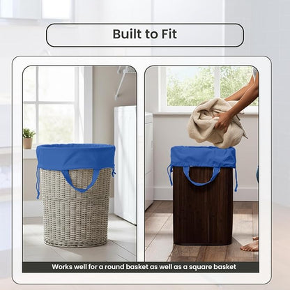 LFH Home Large Premium Cotton Canvas Laundry Bag with Drawstring and Handles Heavy Duty, Multi-Use, and Washable for Home, Travel, College or Storage 28x40 (Pack of 2)-Sky Blue