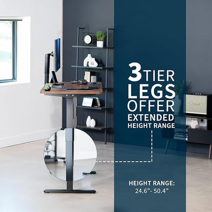 VIVO Electric 60 x 24 in Dual Motor Sit Stand Desk, Memory Height Adjustment, 2B Series, Rustic Vintage Brown Top Black Frame, DESK-KIT-2B6N