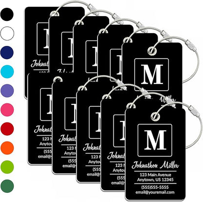 Personalized Luggage Tag | 10 Pack | Custom Luggage Tags for Suitcases | Kids Backpack Tag | 10 Color Options & Choose Font, Font Color